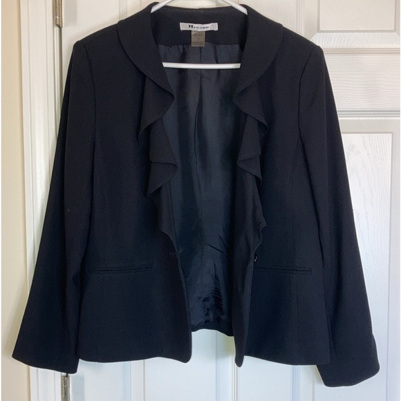NyGard Black Womens Ruffled Front Jacket - Picture 4 of 5